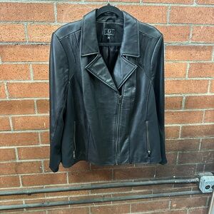 G by Giuliana Black Leather Moto Jacket